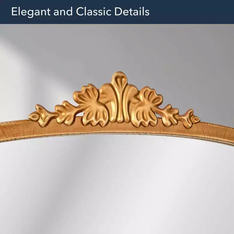 Specchio da parete decorativo in metallo ad arco 23" x 29.5" - Finitura oro antico