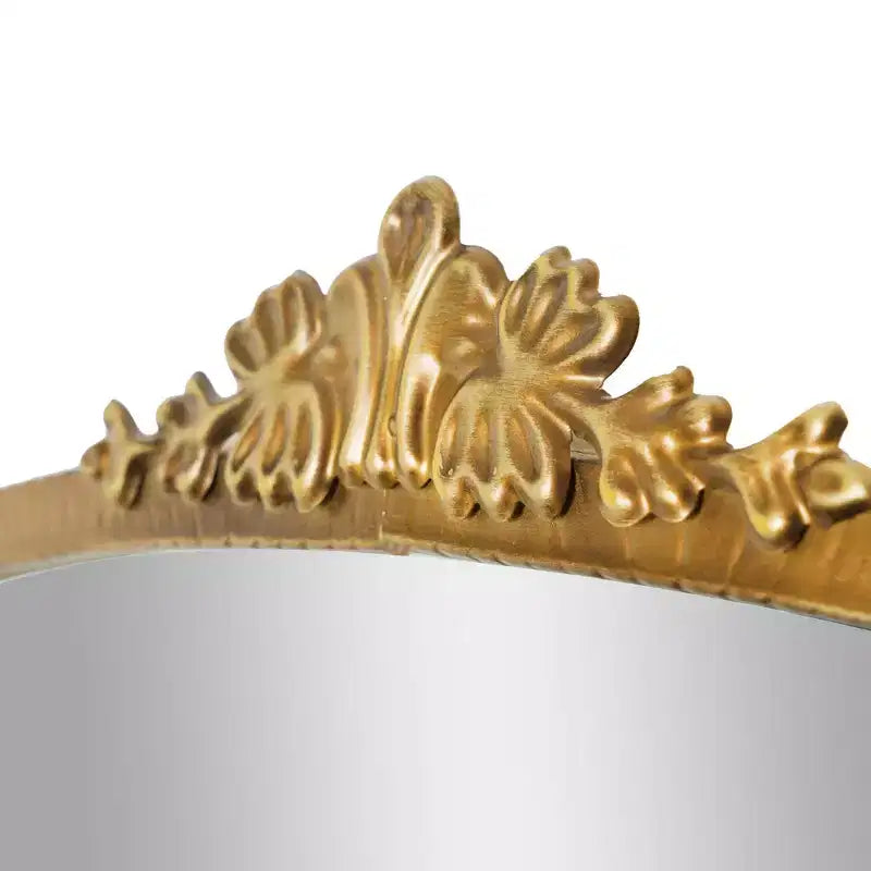 Specchio da parete decorativo in metallo ad arco 23" x 29.5" - Finitura oro antico