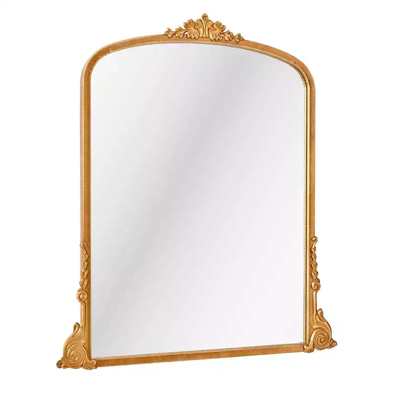 Specchio da parete decorativo in metallo ad arco 23" x 29.5" - Finitura oro antico