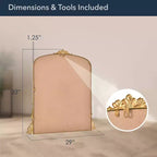 Specchio da parete decorativo in metallo ad arco 23" x 29.5" - Finitura oro antico