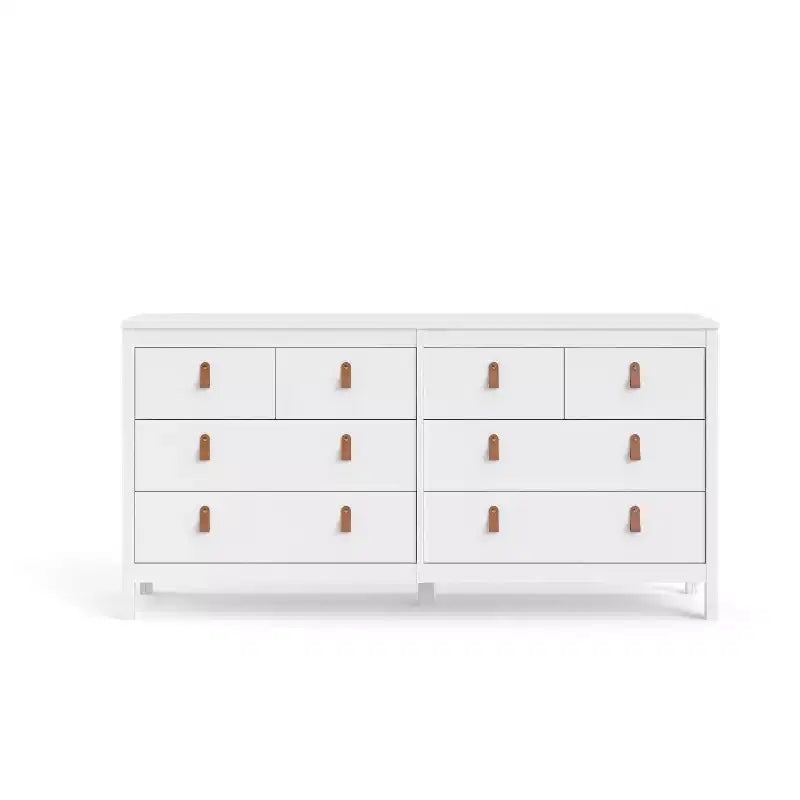 HomeStock 6 in.H Particle Board Horizontal Dressers with 8 - Drawers in White Finish