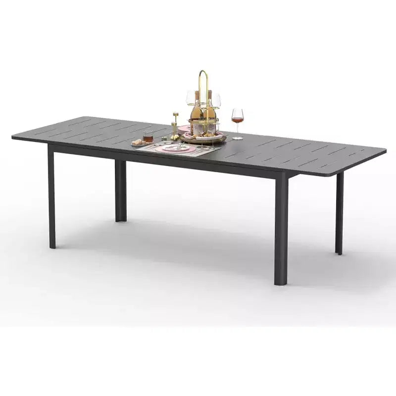 CLIHOME Outdoor Patio Expandable 65-95 Dining Table,Metal Aluminum 6-8 Person Rectangular Table