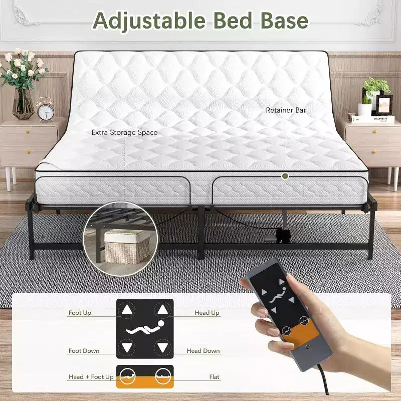 Base letto regolabile con base elettrica e telecomando cablato – King