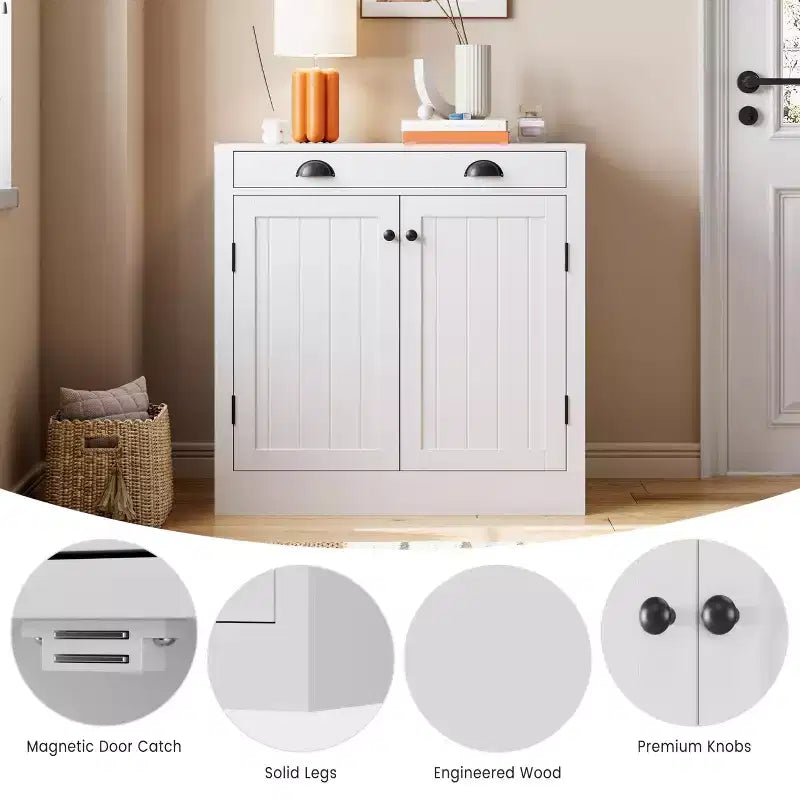 Credenza Bianca con Cassetto e Ripiano Regolabile