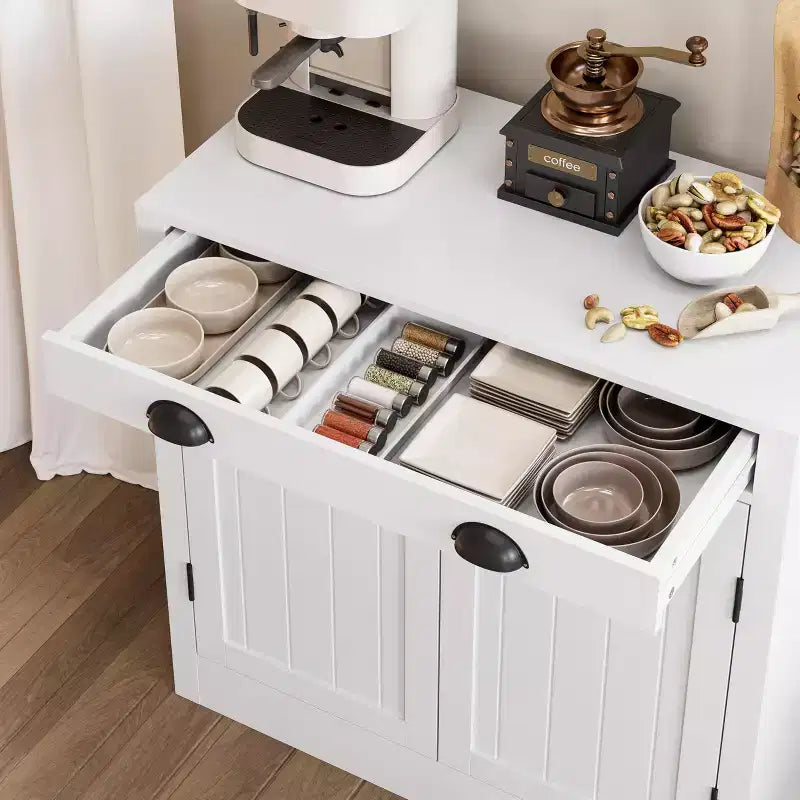 Credenza Bianca con Cassetto e Ripiano Regolabile