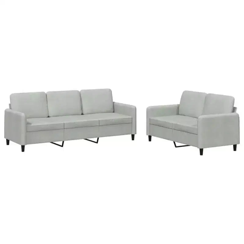 vidaXL Dark Gray Velvet Sofa Set with Sturdy Plywood & Metal Frame, Comfortable Padding - Includes Two and Three-Seater Sofas