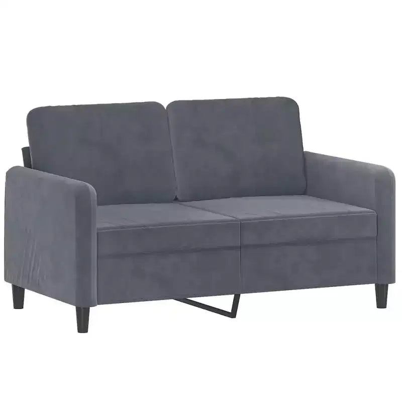 Set divano in velluto grigio scuro – 2 pezzi (2 posti e 3 posti)