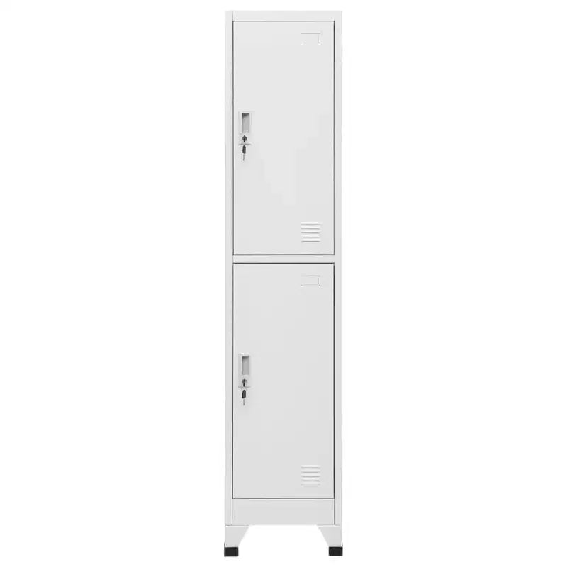 vidaXL Locker Grey Steel Large Locker Cabinet Rectangular Industrial - Gray With 2 Lockers