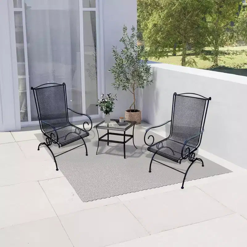 Set di 2 sedie a dondolo in rete d'acciaio per esterni, nere