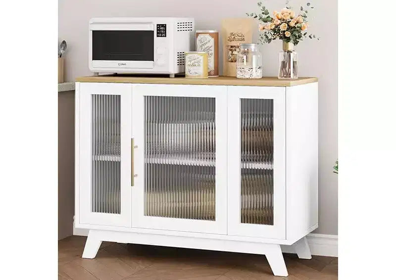 Mobile credenza a buffet da 36" con anta in vetro scanalato e ripiano regolabile
