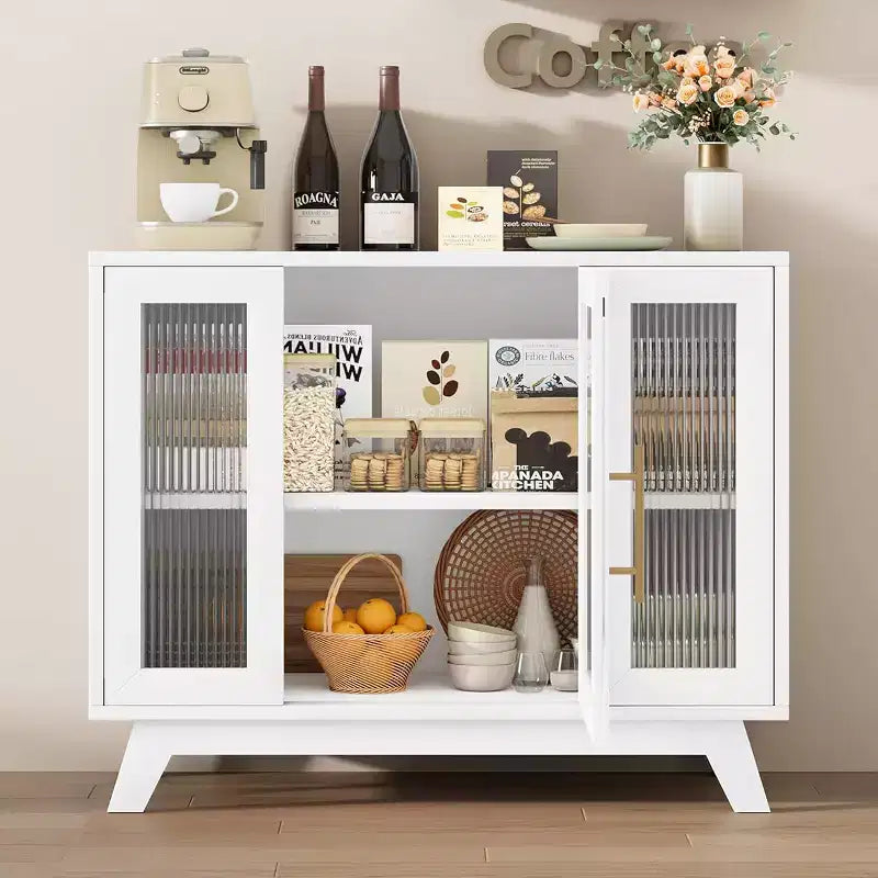 Mobile credenza a buffet da 36" con anta in vetro scanalato e ripiano regolabile