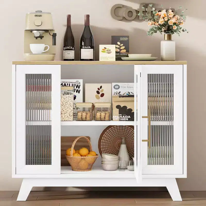 Mobile credenza a buffet da 36" con anta in vetro scanalato e ripiano regolabile