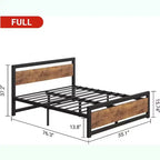 Telaio Letto Industriale in Metallo con Testiera in Legno