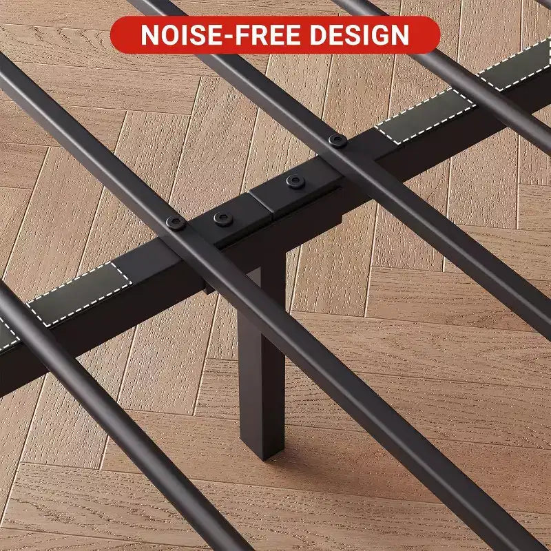 Telaio Letto Industriale in Metallo con Testiera in Legno