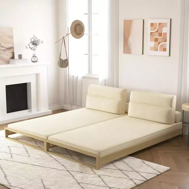 Divano Letto Moderno Convertibile da 82,67 Pollici con Struttura in Legno Massello e Fodere Rimovibili