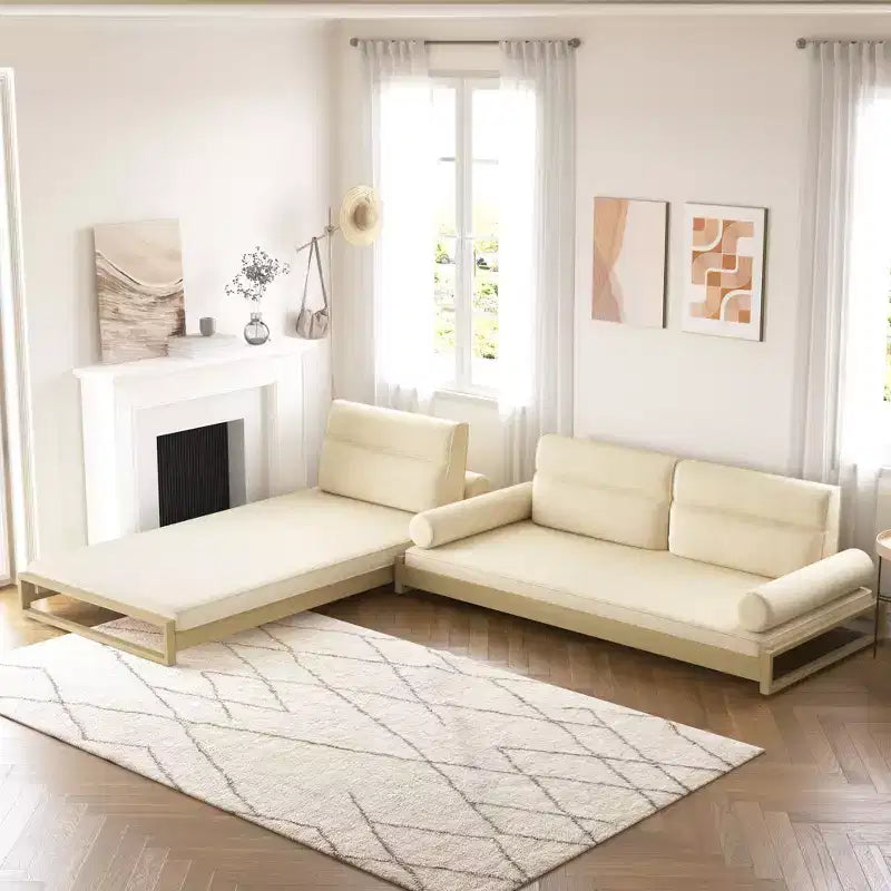 Divano Letto Moderno Convertibile da 82,67 Pollici con Struttura in Legno Massello e Fodere Rimovibili
