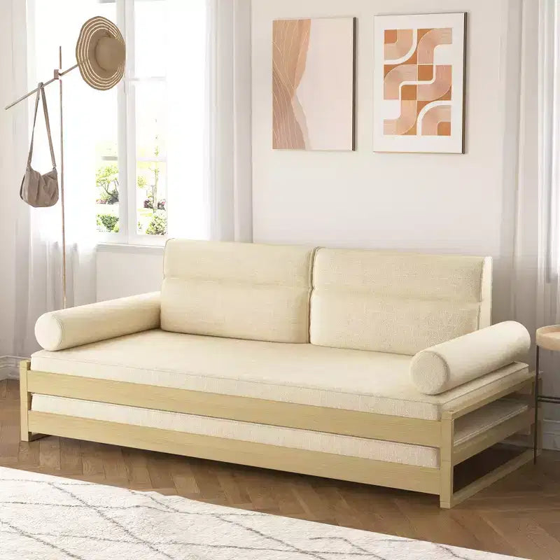 Divano Letto Moderno Convertibile da 82,67 Pollici con Struttura in Legno Massello e Fodere Rimovibili