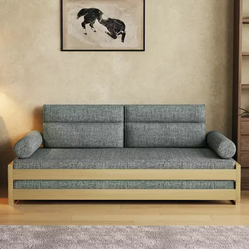 Divano Letto Moderno Convertibile da 82,67 Pollici con Struttura in Legno Massello e Fodere Rimovibili