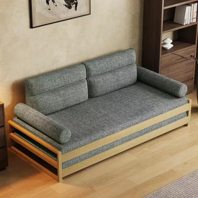 Divano Letto Moderno Convertibile da 82,67 Pollici con Struttura in Legno Massello e Fodere Rimovibili