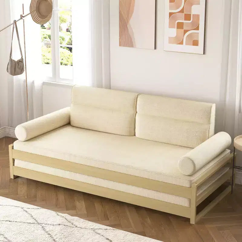 Divano Letto Moderno Convertibile da 82,67 Pollici con Struttura in Legno Massello e Fodere Rimovibili
