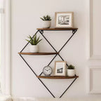 Mensola da Parete in Metallo a Diamante – 3 Livelli, 43,2 x 10,2 x 53,3 cm, Marrone e Nero