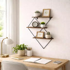 Mensola da Parete in Metallo a Diamante – 3 Livelli, 43,2 x 10,2 x 53,3 cm, Marrone e Nero