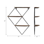 Mensola da Parete in Metallo a Diamante – 3 Livelli, 43,2 x 10,2 x 53,3 cm, Marrone e Nero