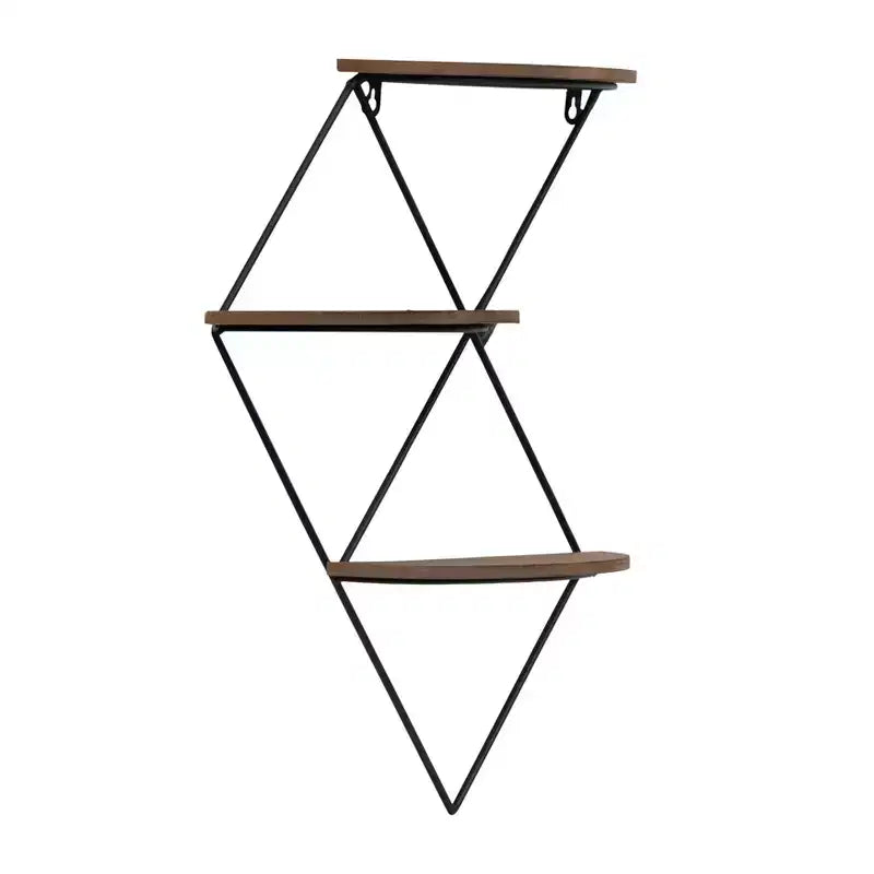 Mensola da Parete in Metallo a Diamante – 3 Livelli, 43,2 x 10,2 x 53,3 cm, Marrone e Nero