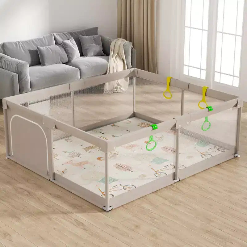 Box per bambini con tappetino – Box di sicurezza interno ed esterno da 150 x 180 cm per neonati e bambini piccoli