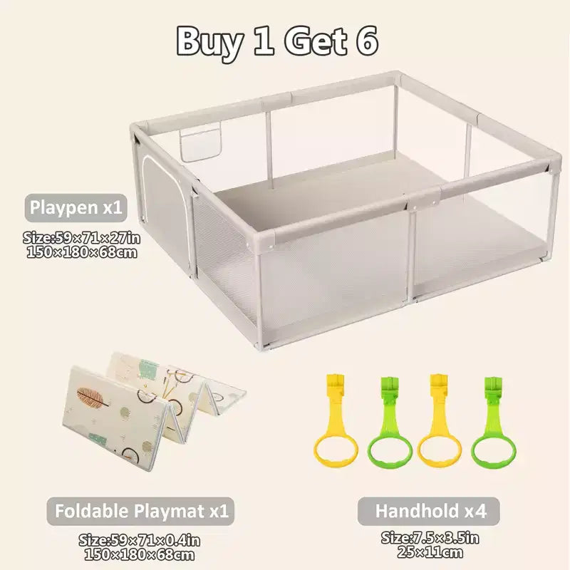 Box per bambini con tappetino – Box di sicurezza interno ed esterno da 150 x 180 cm per neonati e bambini piccoli