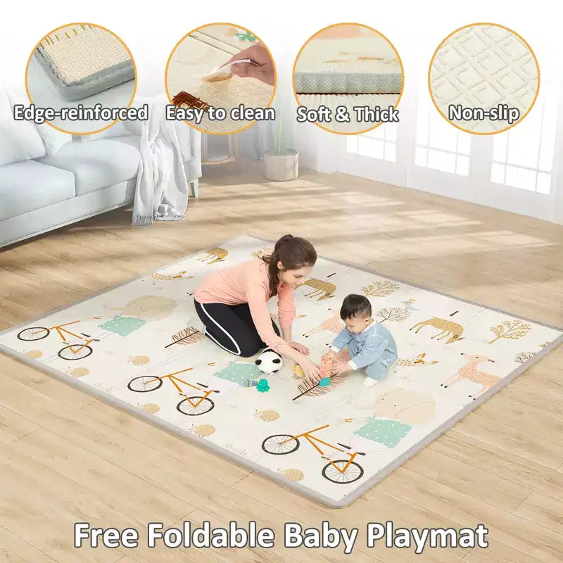 Box per bambini con tappetino – Box di sicurezza interno ed esterno da 150 x 180 cm per neonati e bambini piccoli