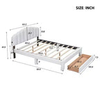 Letto a piattaforma imbottito con cassetto contenitore, illuminazione a LED e porte USB – Bianco