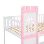 Letto a castello singolo su singolo Castello con scaletta e sponde di protezione, Rosa