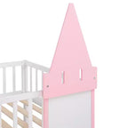 Letto a castello singolo su singolo Castello con scaletta e sponde di protezione, Rosa