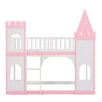 Letto a castello singolo su singolo Castello con scaletta e sponde di protezione, Rosa