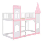 Letto a castello singolo su singolo Castello con scaletta e sponde di protezione, Rosa