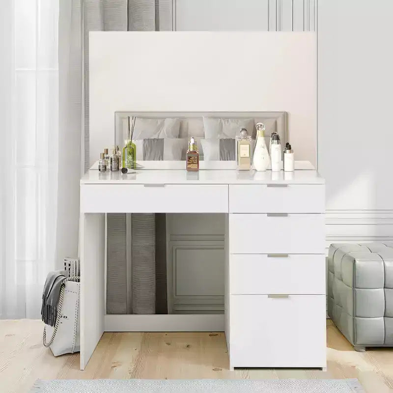 Scrivania Trucco Illuminata con Specchio e 5 Cassetti