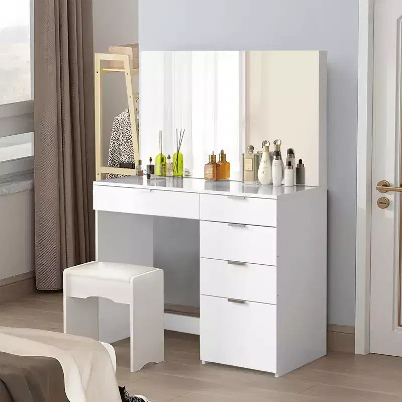 Scrivania Trucco Illuminata con Specchio e 5 Cassetti