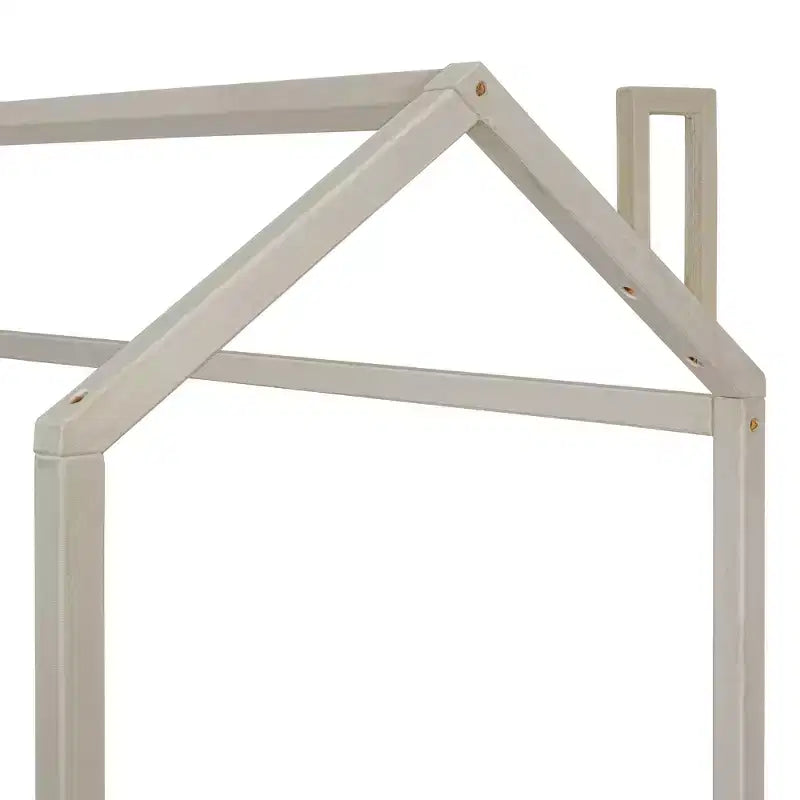 Telaio letto a casetta per materasso singolo/matrimoniale, con rivestimento in velluto, beige