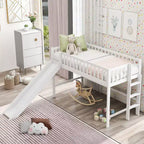 Letto a soppalco per bambini singolo/matrimoniale con scivolo, ringhiera di sicurezza e scaletta
