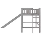 Letto a soppalco per bambini singolo/matrimoniale con scivolo, ringhiera di sicurezza e scaletta