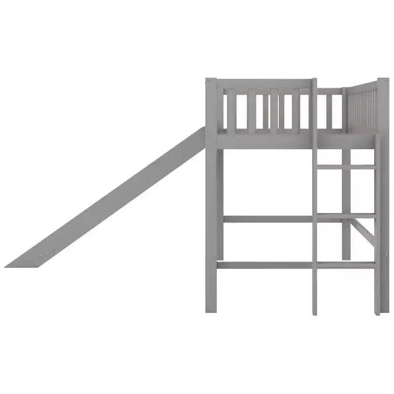 Letto a soppalco per bambini singolo/matrimoniale con scivolo, ringhiera di sicurezza e scaletta