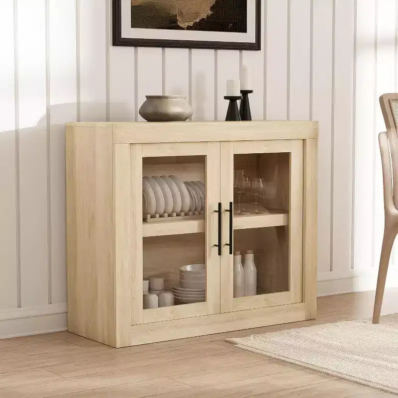 Mobile buffet credenza da 180 cm con 4 ante – Mobile contenitore moderno di metà secolo per soggiorno, cucina o ingresso