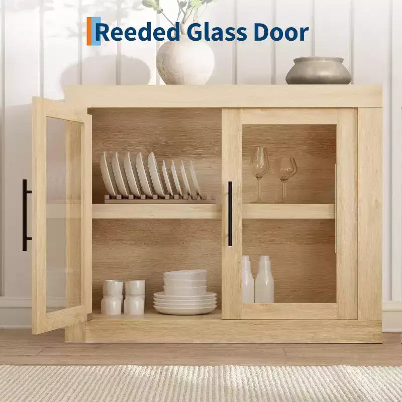 Mobile buffet credenza da 180 cm con 4 ante – Mobile contenitore moderno di metà secolo per soggiorno, cucina o ingresso