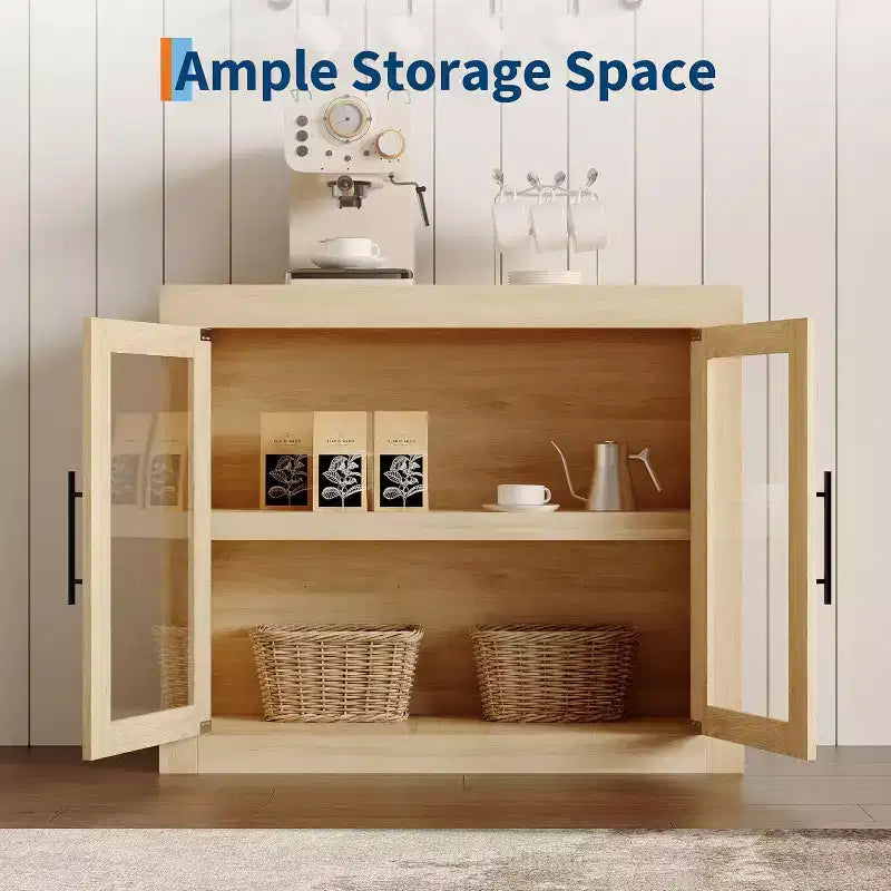 Mobile buffet credenza da 180 cm con 4 ante – Mobile contenitore moderno di metà secolo per soggiorno, cucina o ingresso