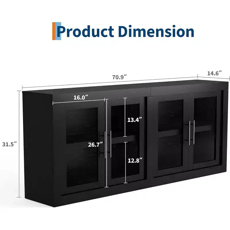Mobile buffet credenza da 180 cm con 4 ante – Mobile contenitore moderno di metà secolo per soggiorno, cucina o ingresso