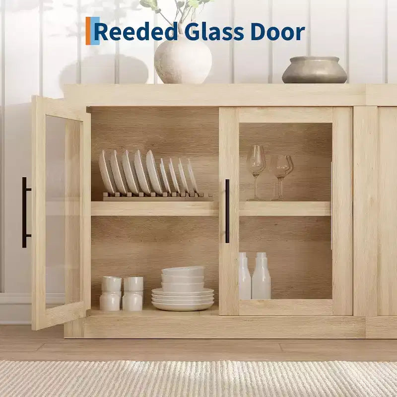 Mobile buffet credenza da 180 cm con 4 ante – Mobile contenitore moderno di metà secolo per soggiorno, cucina o ingresso