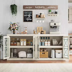 Mobile buffet credenza da 180 cm con 4 ante – Mobile contenitore moderno di metà secolo per soggiorno, cucina o ingresso