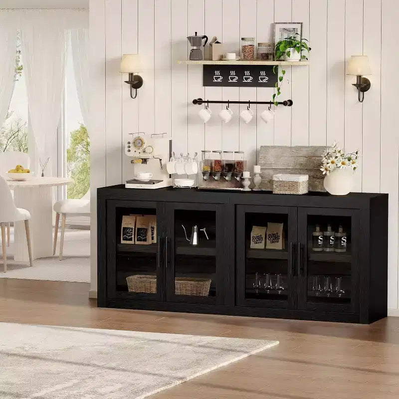Mobile buffet credenza da 180 cm con 4 ante – Mobile contenitore moderno di metà secolo per soggiorno, cucina o ingresso