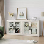 Mobile buffet credenza da 180 cm con 4 ante – Mobile contenitore moderno di metà secolo per soggiorno, cucina o ingresso